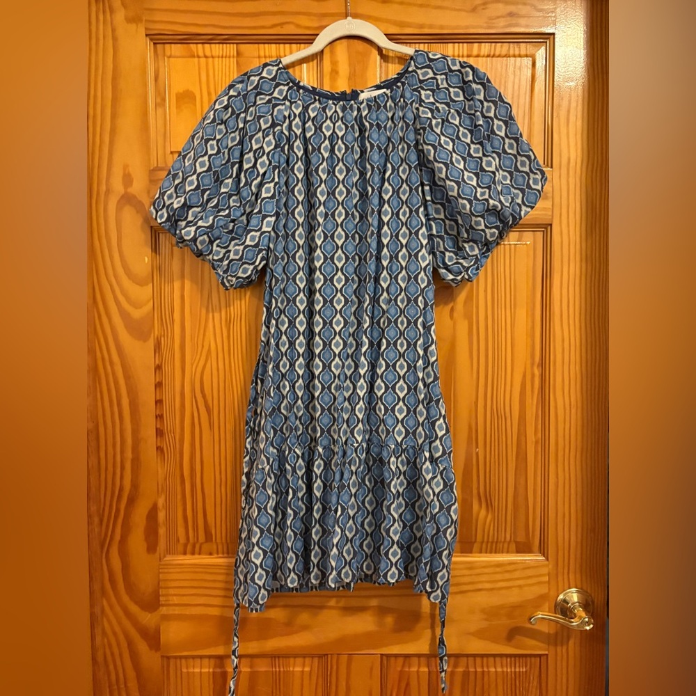 Blue Puffer Sleeve Mini Dress - Picture 6 of 7